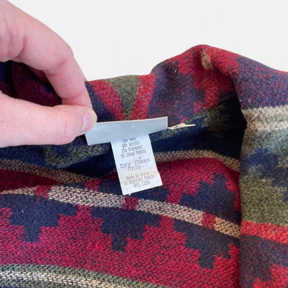 Vintage Portraits by Northern Isles Wool Aztec Southwestern Red Green Jacket - Picture 3 of 7